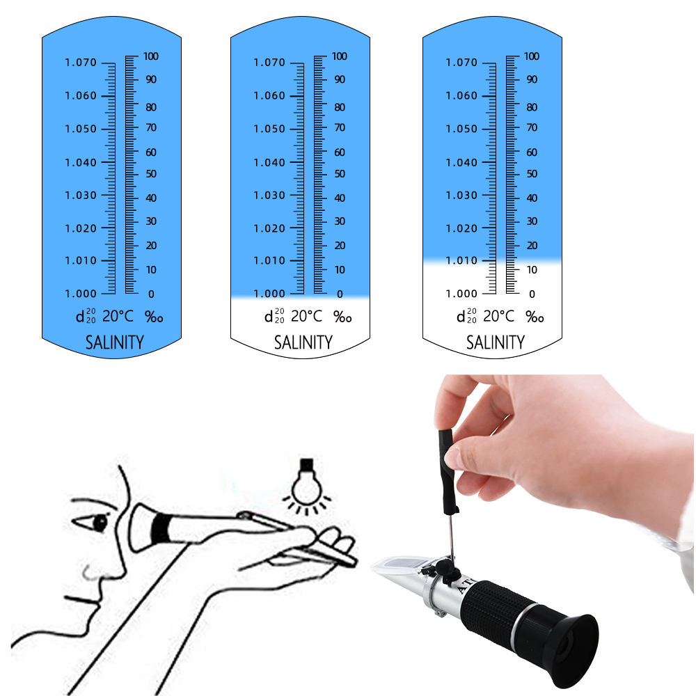 3 in 1 Handheld 0-10% Salinity - đánh giá và giá Marine Aquarium Refractometer